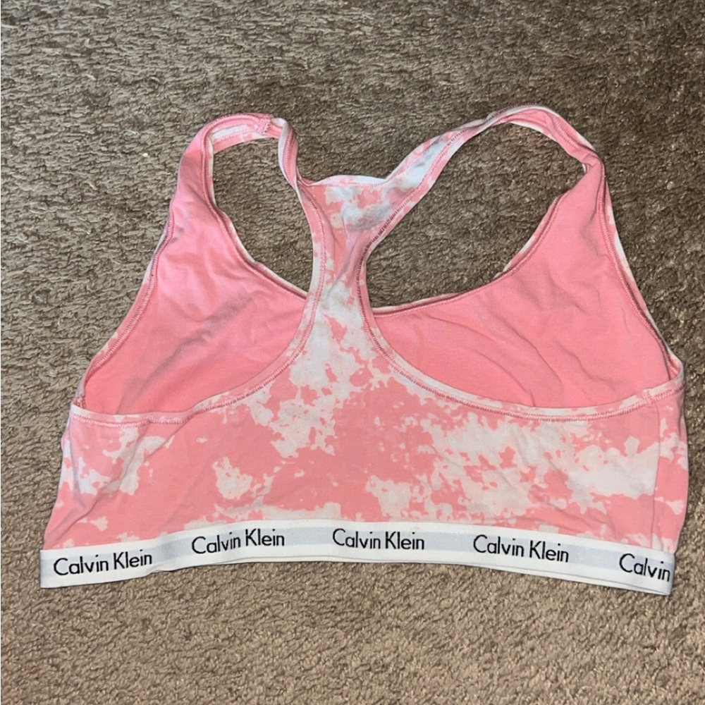 Calvin Klein Pink and White Sports Bra
